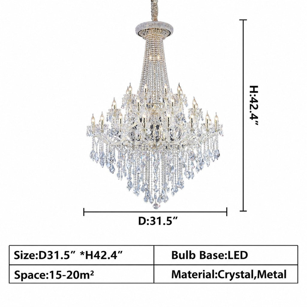 Extra Large Retro Empire Candle Crystal Chandelier