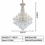 Extra Large Retro Empire Candle Crystal Chandelier