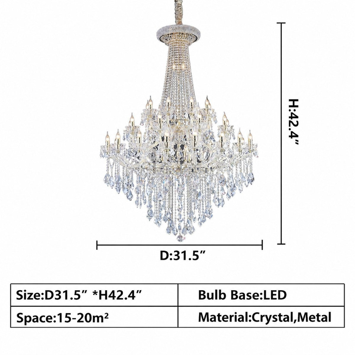 Extra Large Retro Empire Candle Crystal Chandelier