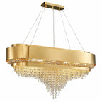 Gold Round Crystal Living Room Chandelier Light Oval Pendant