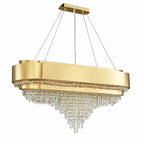 Gold Round Crystal Living Room Chandelier Light Oval Pendant