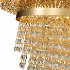 Gold Round Crystal Living Room Chandelier Light Oval Pendant