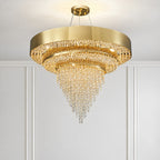 Gold Round Crystal Living Room Chandelier Light Oval Pendant