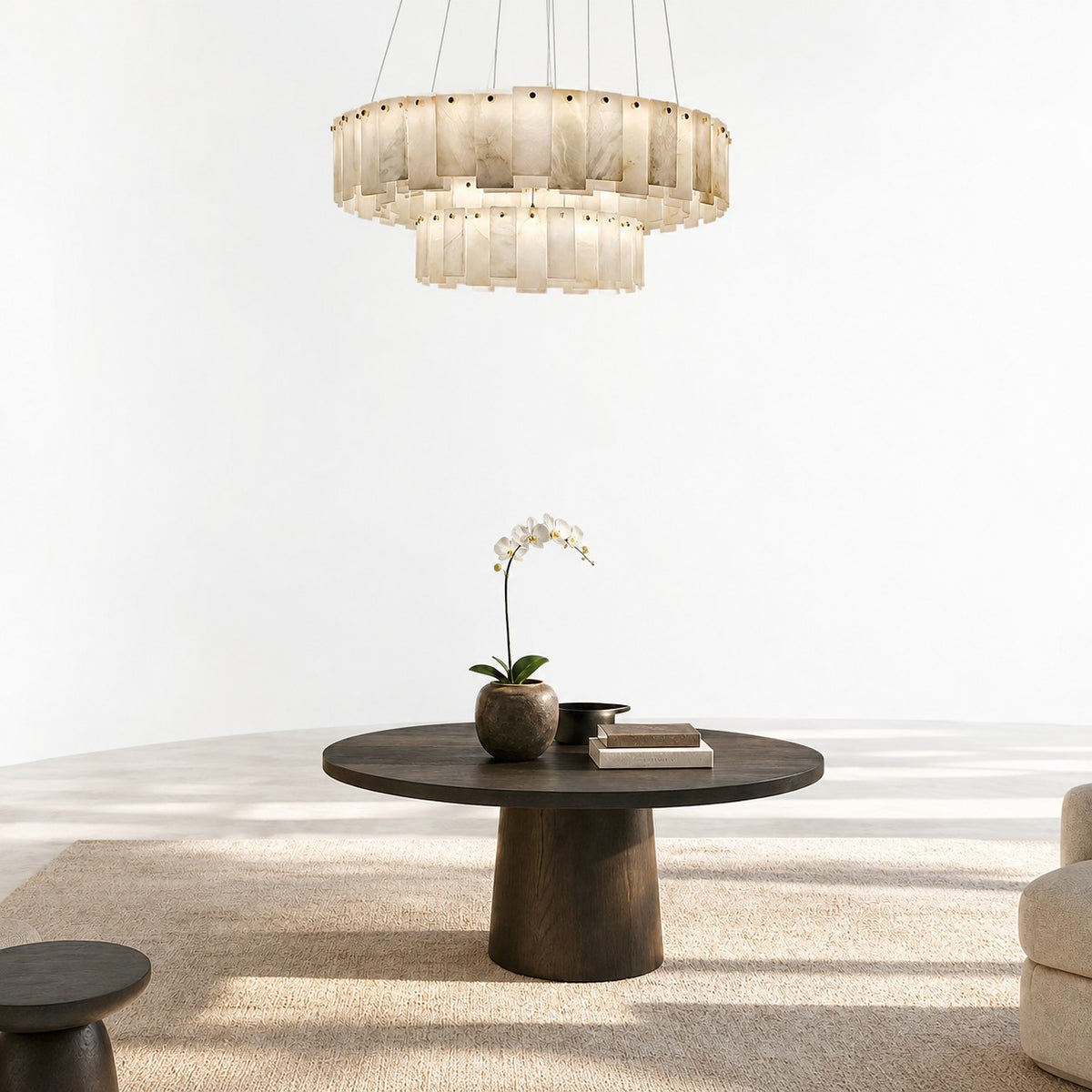 Modern Two-Tier Circular Pendant Chandelier