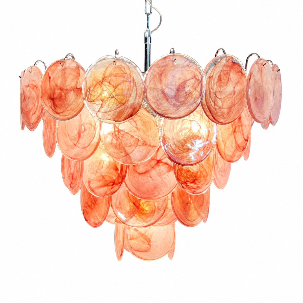 Hand-Blown Glass Chandelier 57 — Pink