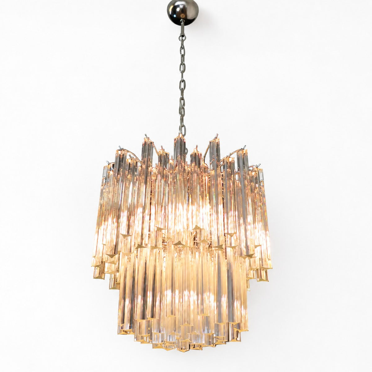 Hand-Blown Glass Chandelier — Arianna, 107 Prisms, Transparent