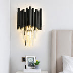 Natasha Modern Classic Black Crystal Wall Sconce Height 15"